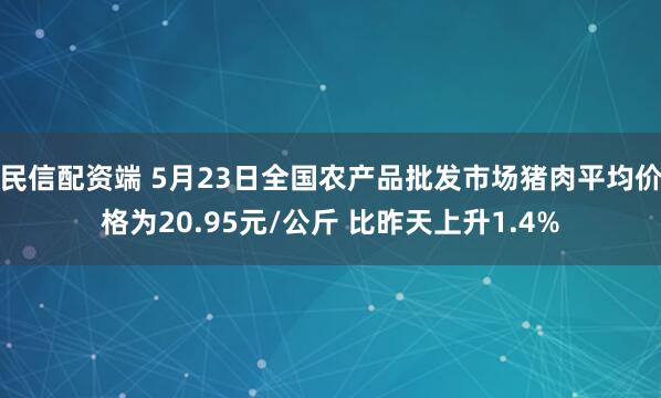 民信配资端 5月23日全国农产品批发市场猪肉平均价格为20.95元/公斤 比昨天上升1.4%