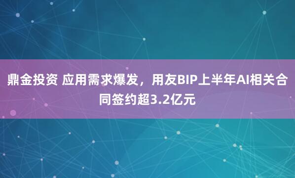鼎金投资 应用需求爆发，用友BIP上半年AI相关合同签约超3.2亿元